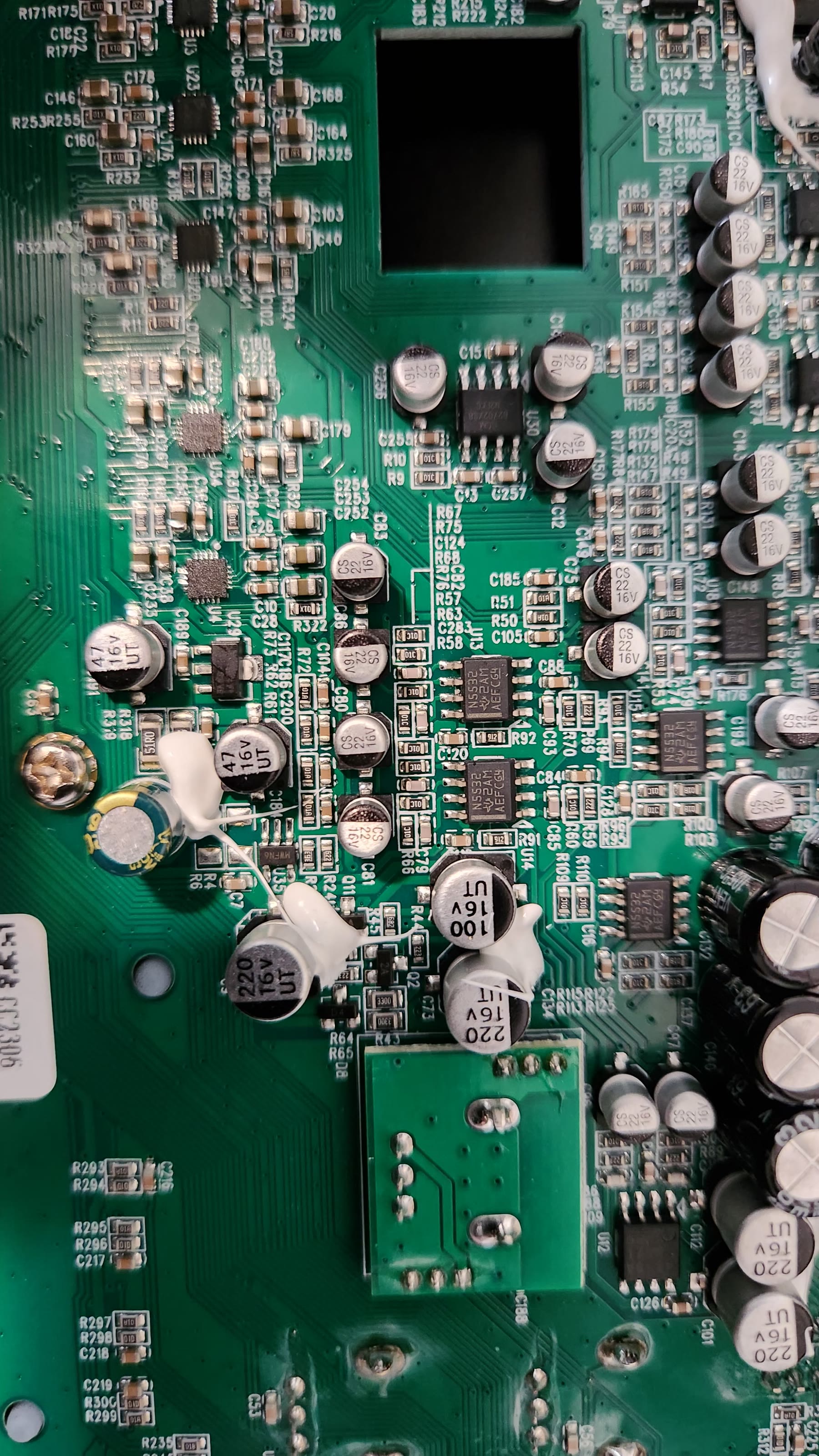 Expression pedal optical sensor module circuit board removed from the chassis